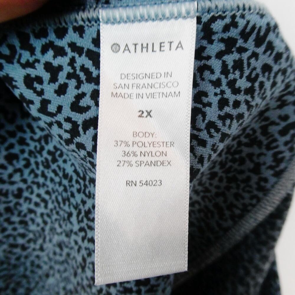 Athleta Salutation Stash II Textured Leggings Sz 2X Teal Leopard Tight 631936 - Picture 4 of 13